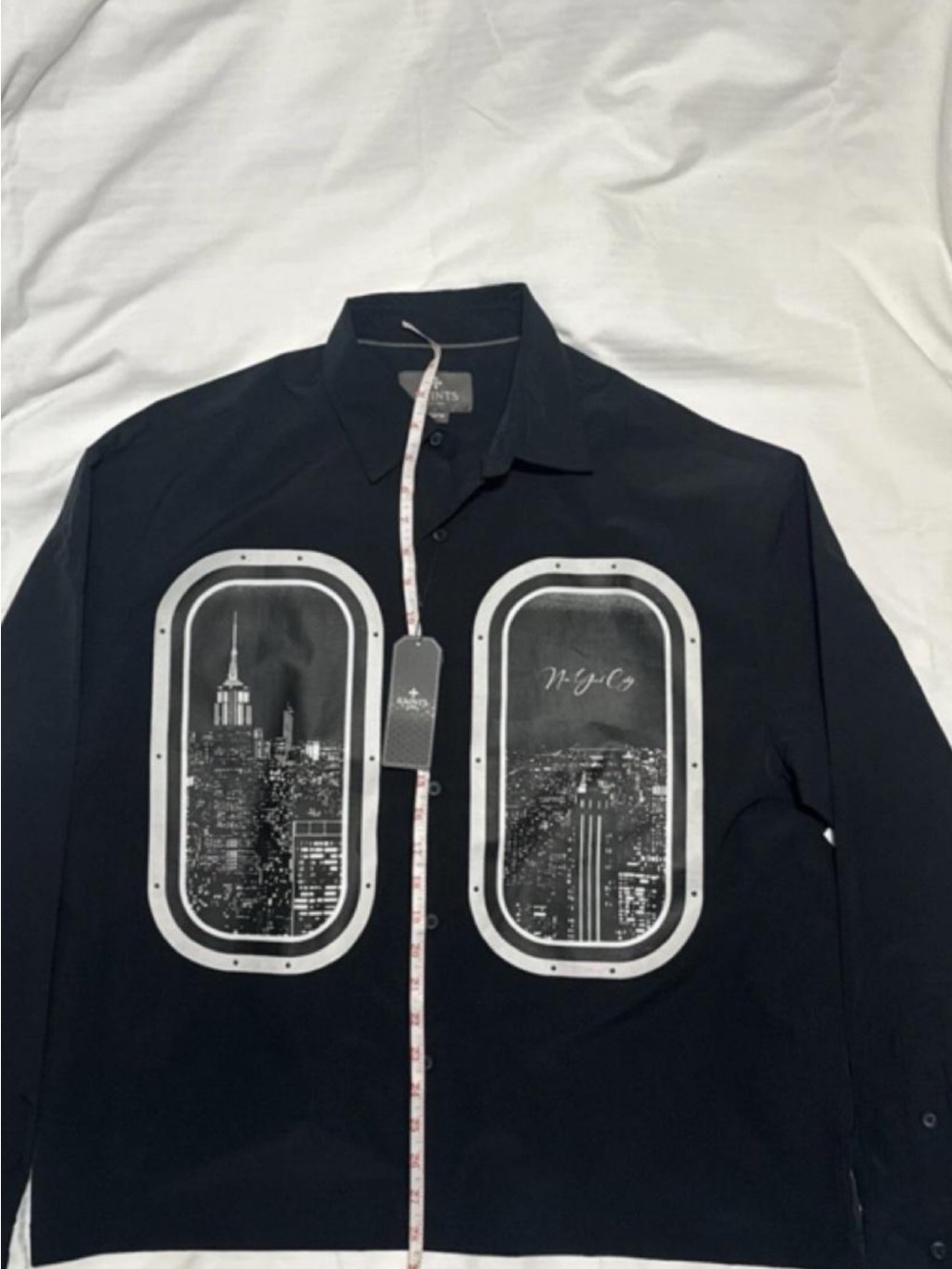 All Saints Black Graphic Window-Print Shirt Jacket